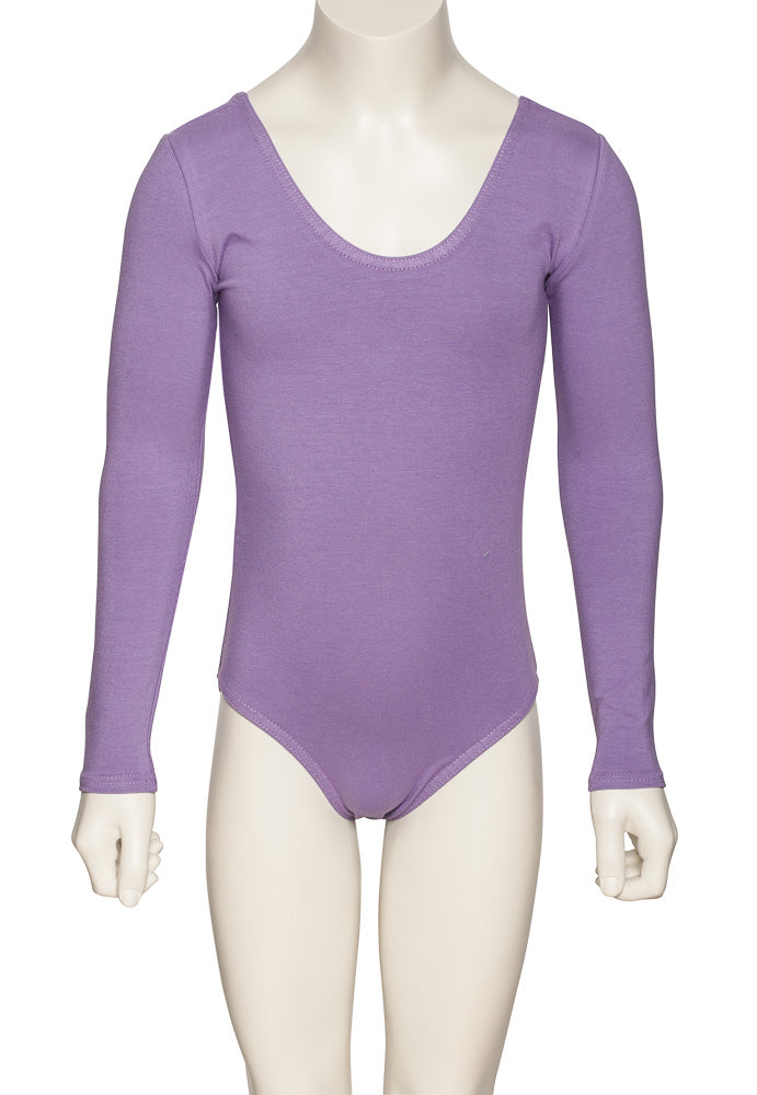 KDC039 Girls All Colours Ruched Cotton Long Sleeve Ballet Dance Leotard