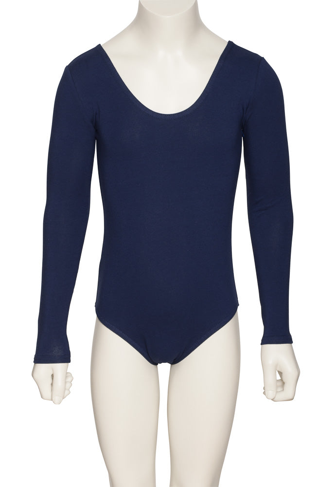 KDC039 Girls All Colours Ruched Cotton Long Sleeve Ballet Dance Leotard