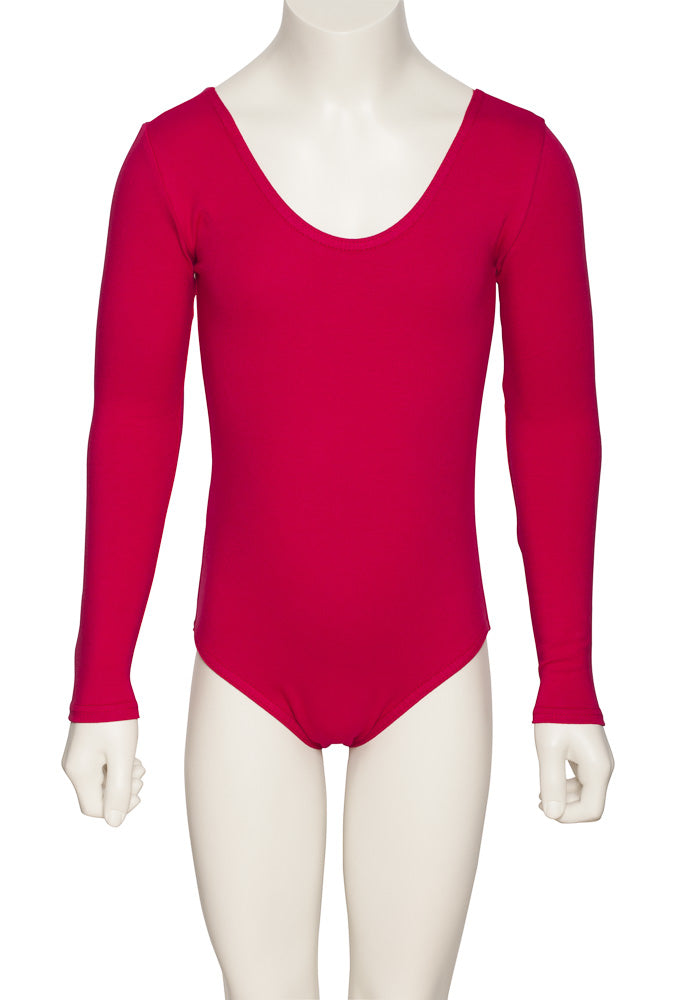 KDC039 Girls All Colours Ruched Cotton Long Sleeve Ballet Dance Leotard