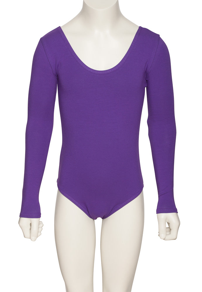 KDC039 Girls All Colours Ruched Cotton Long Sleeve Ballet Dance Leotard