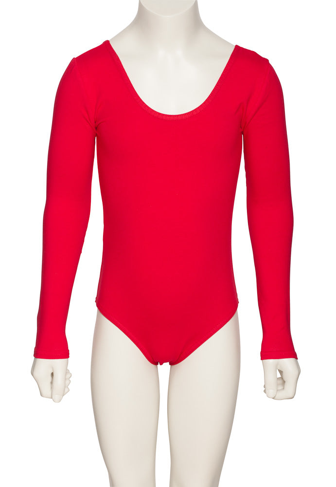 KDC039 Girls All Colours Ruched Cotton Long Sleeve Ballet Dance Leotard
