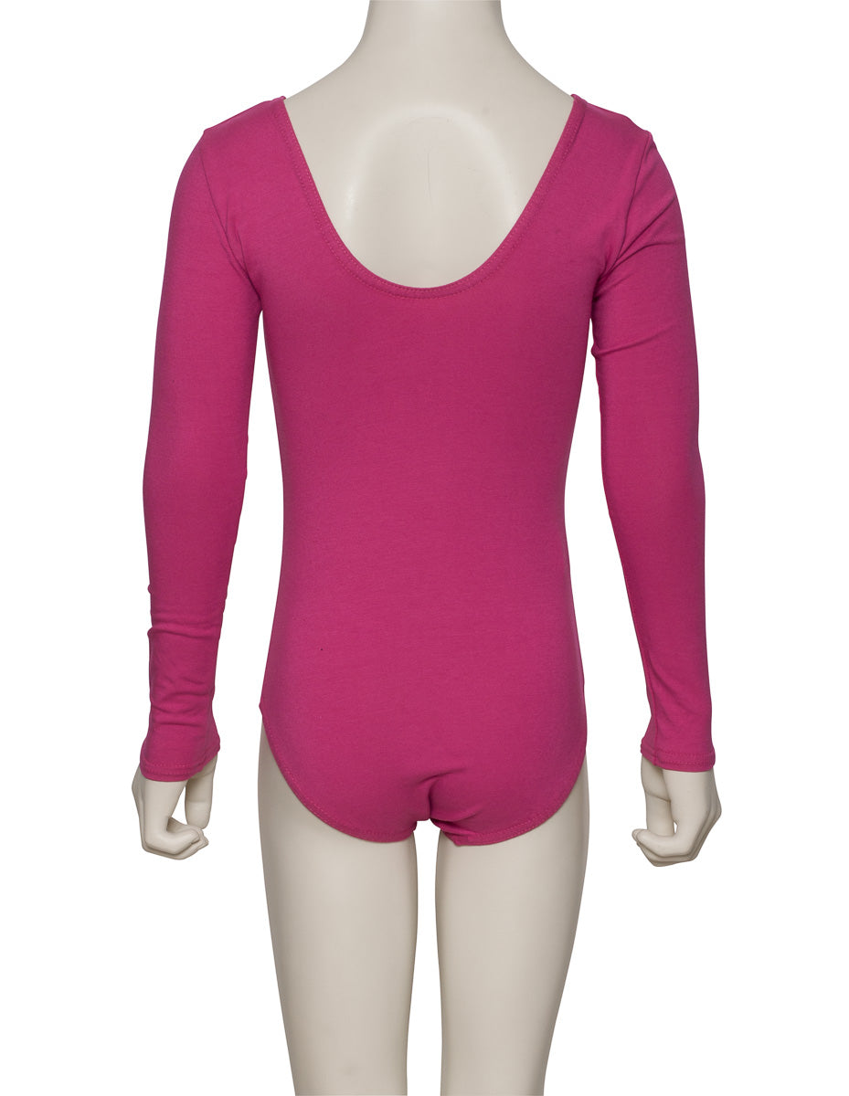 KDC039 Girls All Colours Ruched Cotton Long Sleeve Ballet Dance Leotard