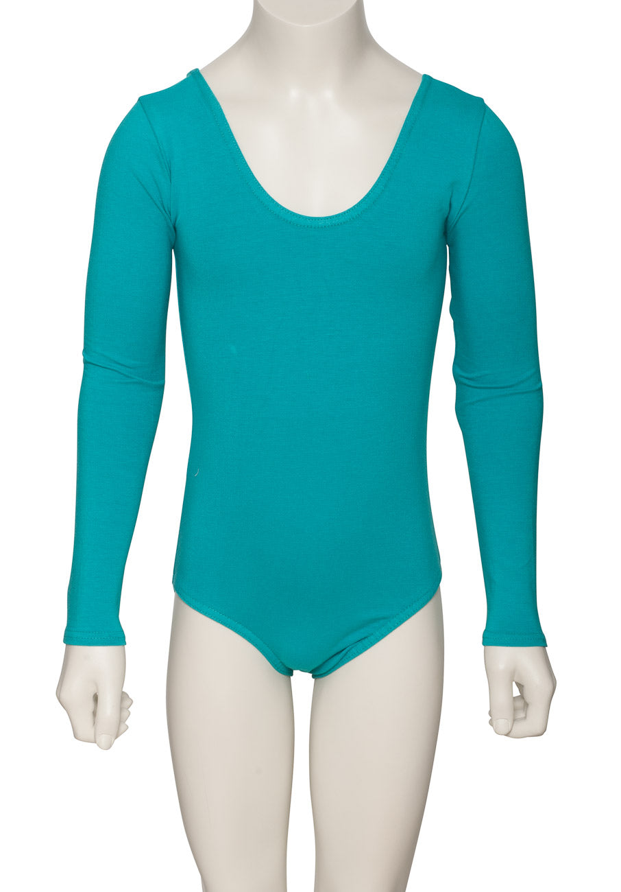 KDC039 Girls All Colours Ruched Cotton Long Sleeve Ballet Dance Leotard