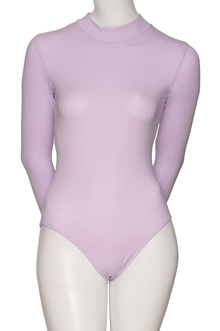 KDGC015 Women's All Colours High Neck Cotton Long Sleeve Leotard