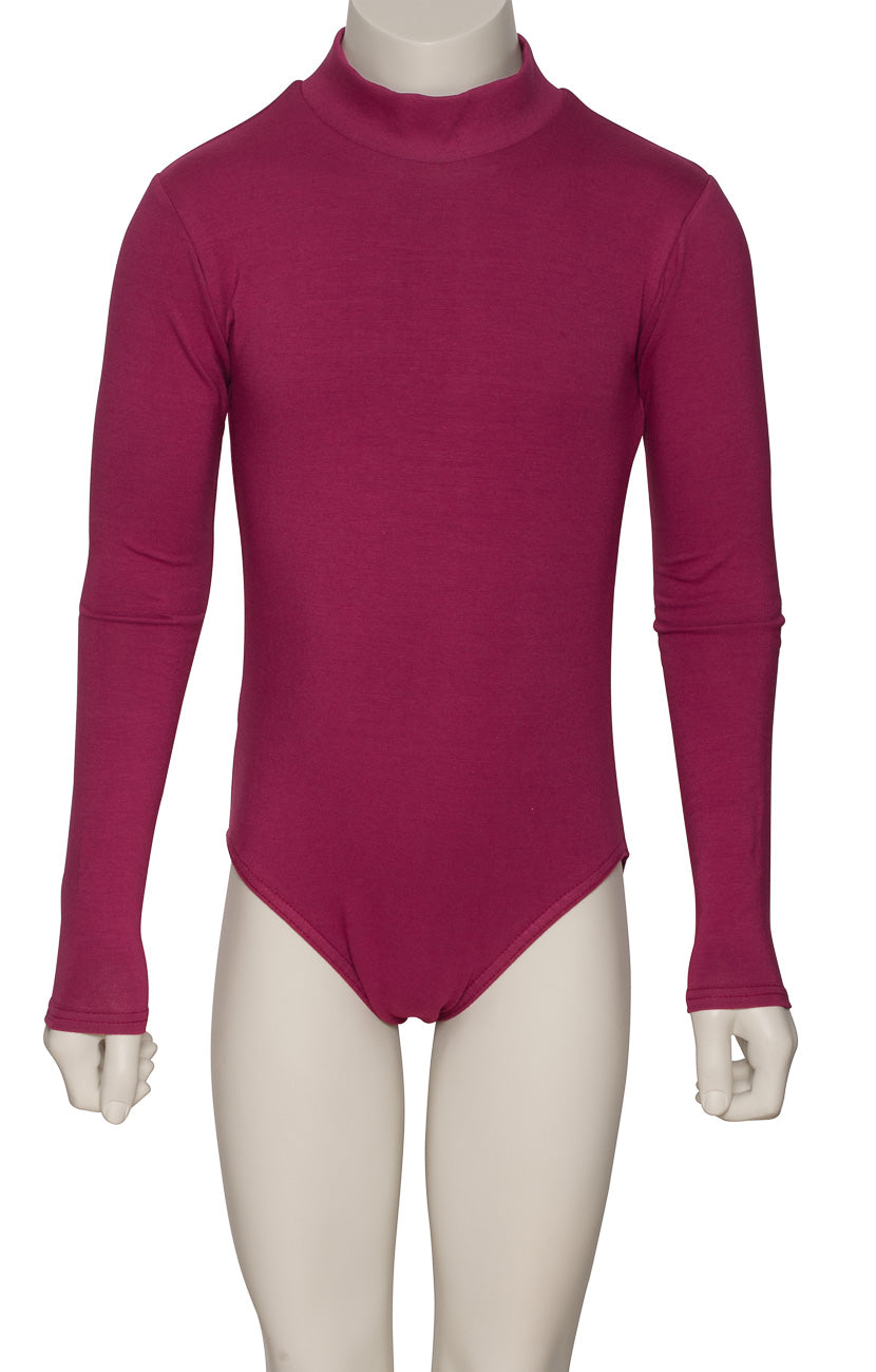 KDGC015 Girls All Colours High Neck Cotton Long Sleeve Leotard