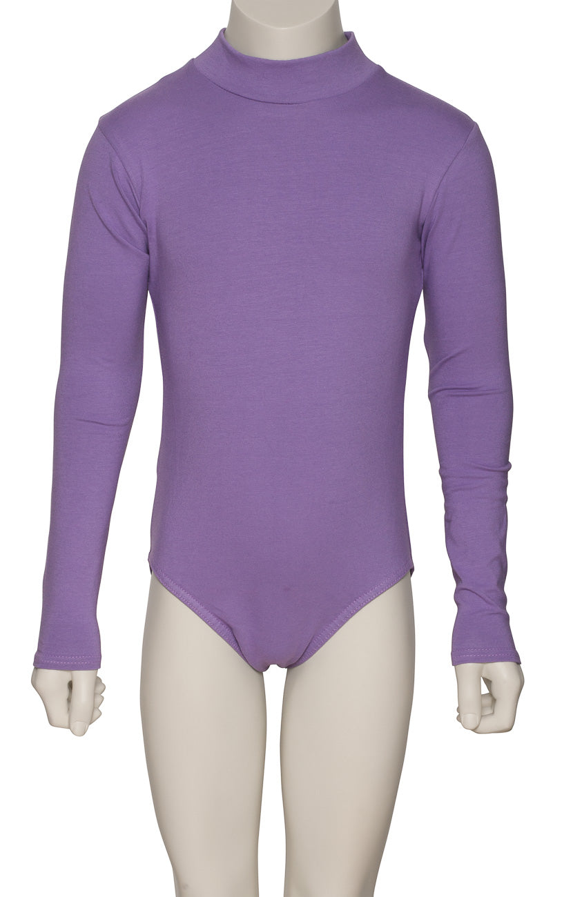 KDGC015 Girls All Colours High Neck Cotton Long Sleeve Leotard