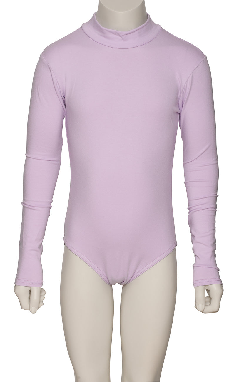 KDGC015 Girls All Colours High Neck Cotton Long Sleeve Leotard