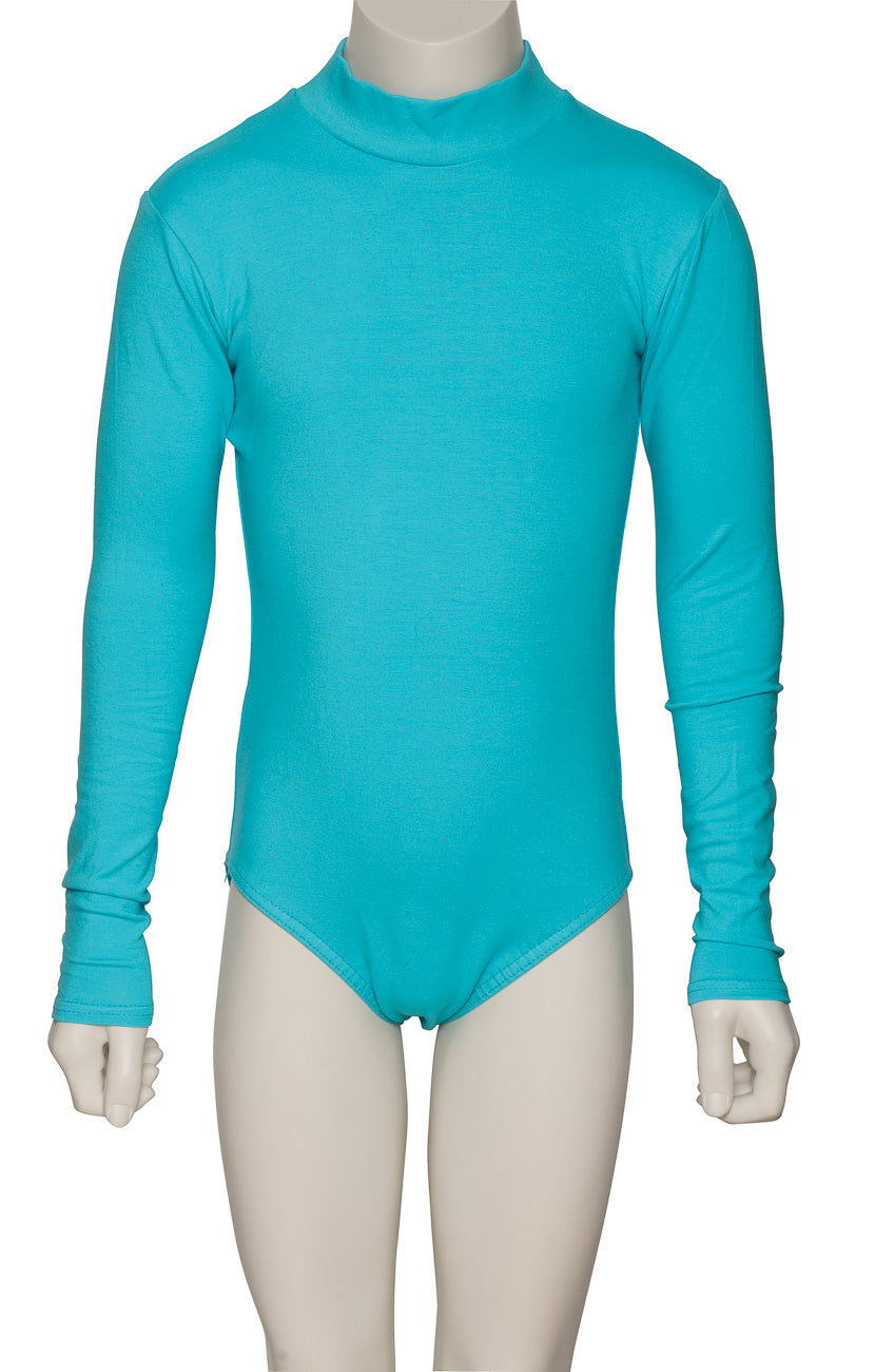 KDGC015 Girls All Colours High Neck Cotton Long Sleeve Leotard
