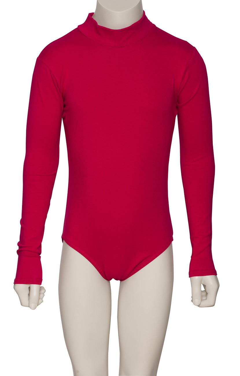 KDGC015 Girls All Colours High Neck Cotton Long Sleeve Leotard