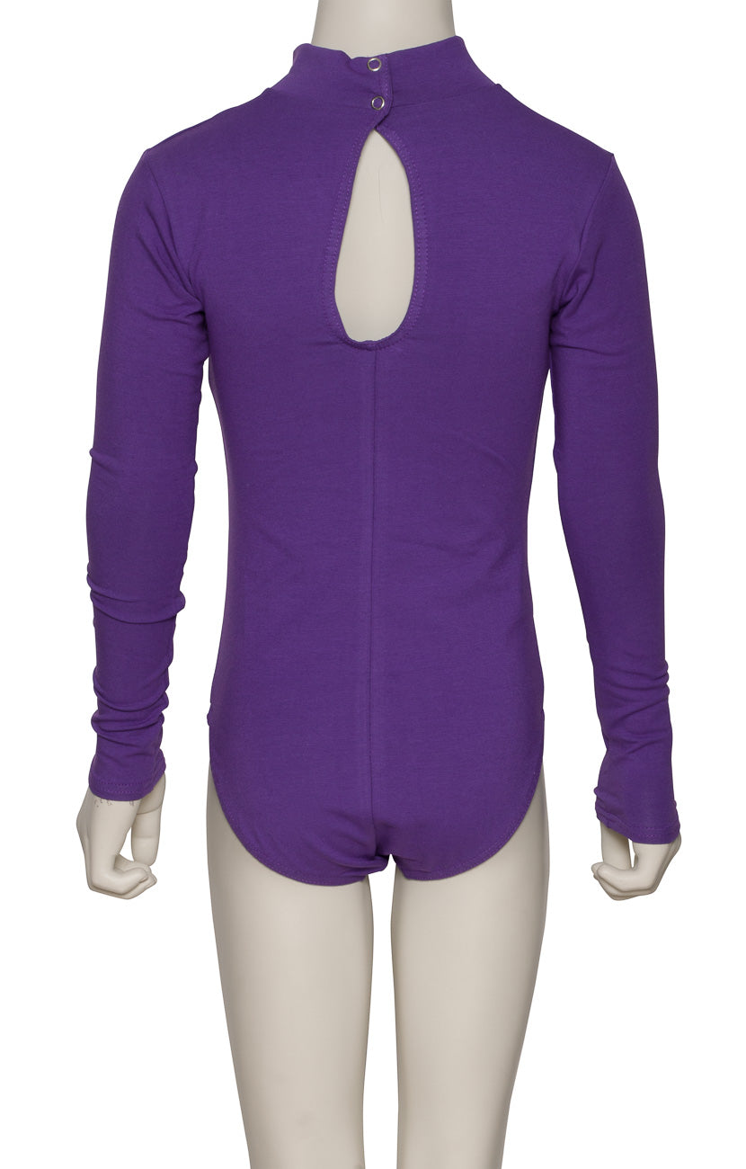 KDGC015 Girls All Colours High Neck Cotton Long Sleeve Leotard