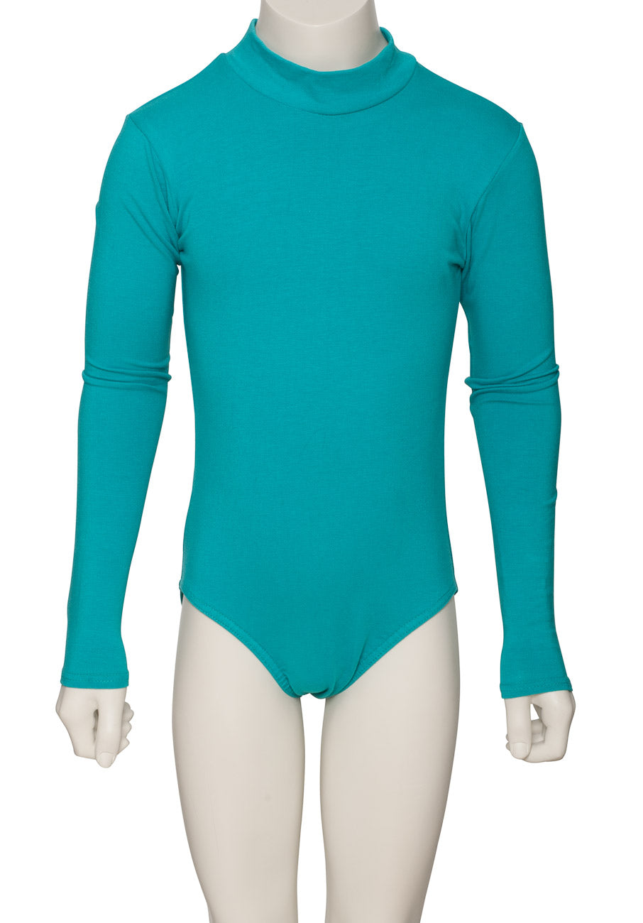 KDGC015 Girls All Colours High Neck Cotton Long Sleeve Leotard
