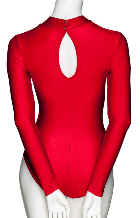 KDGN019 Women's All Colours Nylon Lycra HIGH NECK Long Sleeve Plain Dance Gymnastics Leotard