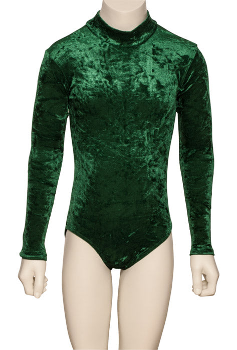 KDGV018 Girls All Colours Velour Crushed Velvet HIGH NECK Long Sleeve Dance Leotard