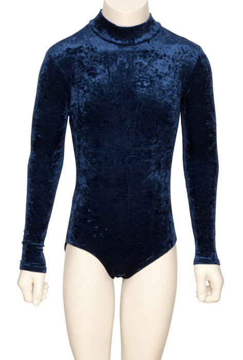 KDGV018 Girls All Colours Velour Crushed Velvet HIGH NECK Long Sleeve Dance Leotard