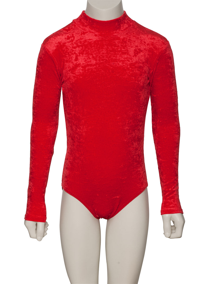 KDGV018 Girls All Colours Velour Crushed Velvet HIGH NECK Long Sleeve Dance Leotard
