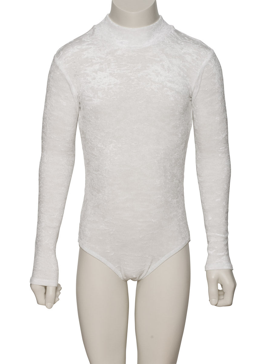 KDGV018 Girls All Colours Velour Crushed Velvet HIGH NECK Long Sleeve Dance Leotard