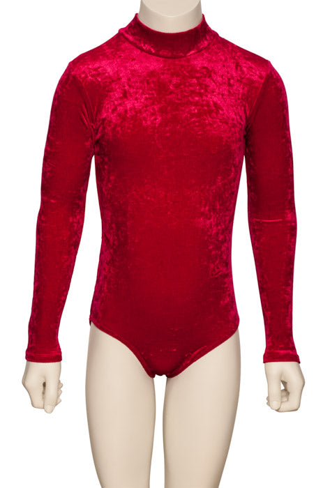 KDGV018 Girls All Colours Velour Crushed Velvet HIGH NECK Long Sleeve Dance Leotard