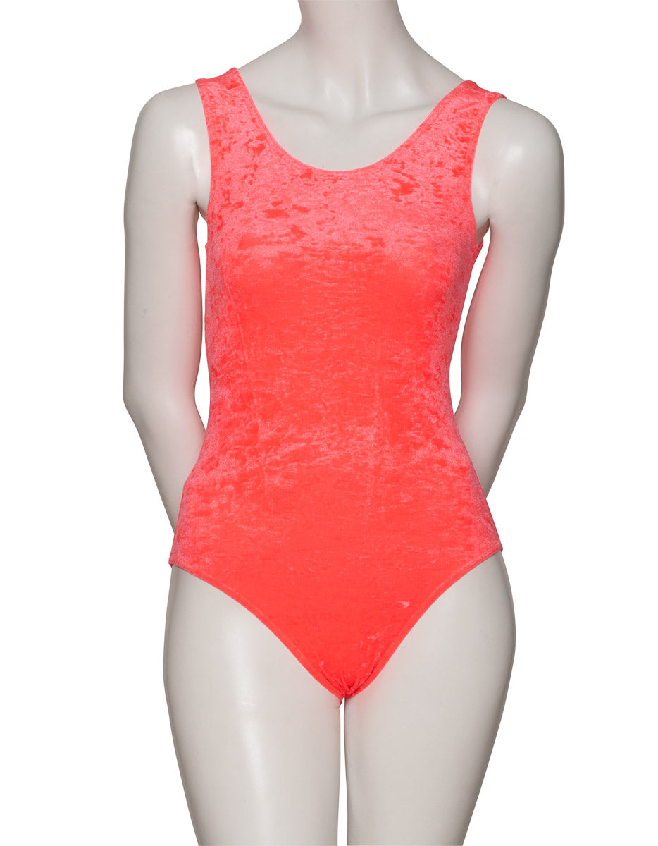 KDGV046 Women's All Colours Velour Crushed Velvet Sleeveless Dance Leotard