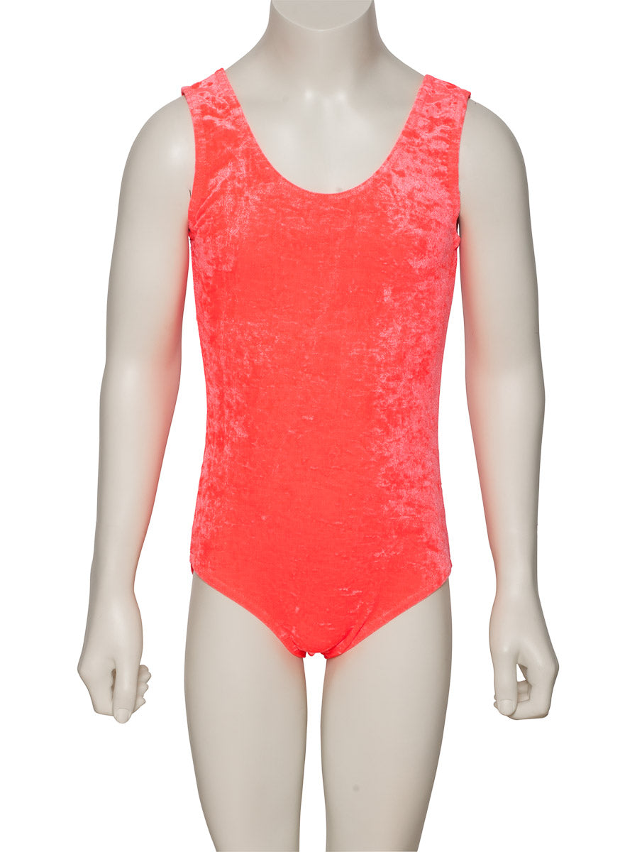 KDGV046 Girls All Colours Velour Crushed Velvet Sleeveless Dance Leotard