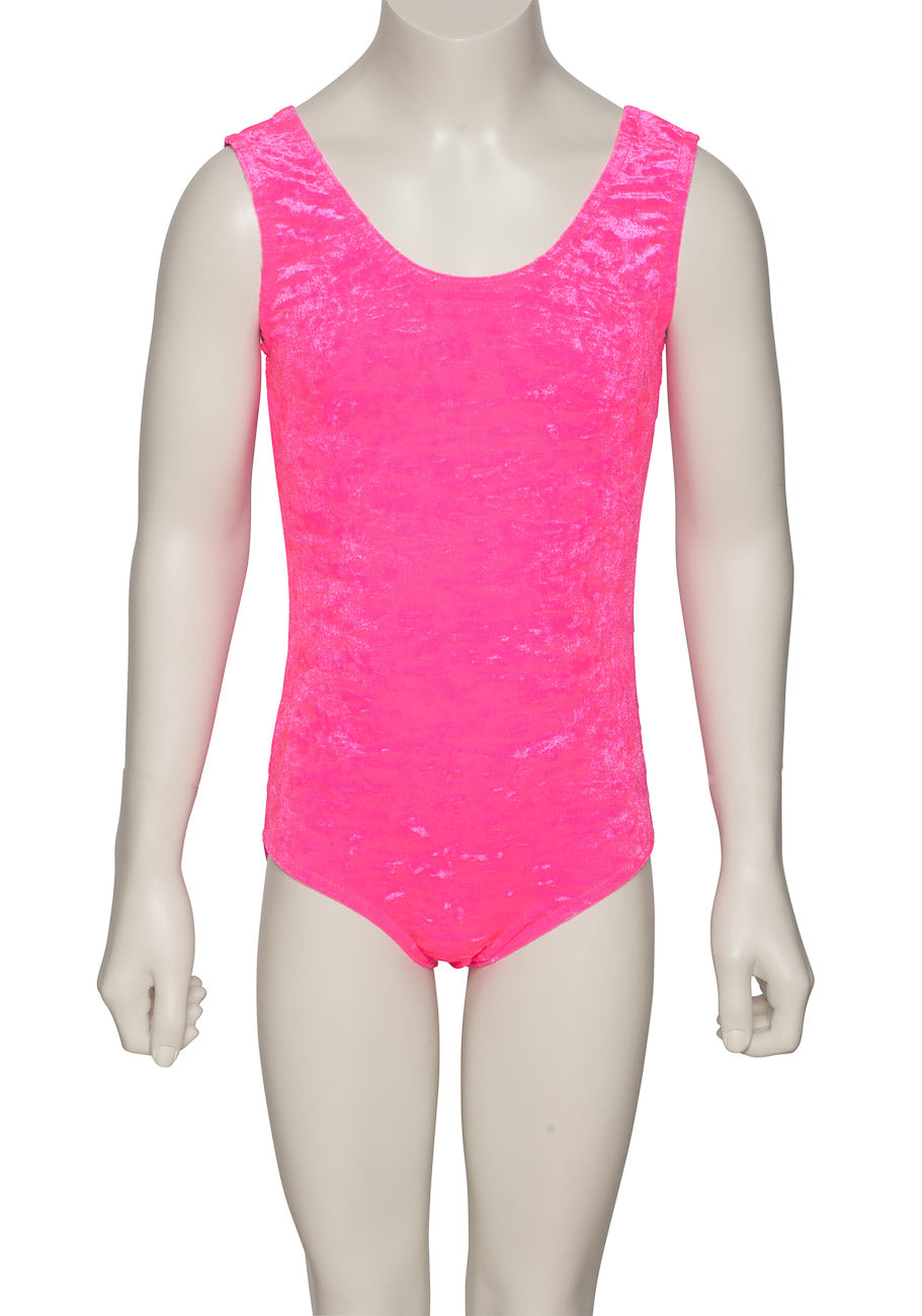 KDGV046 Girls All Colours Velour Crushed Velvet Sleeveless Dance Leotard