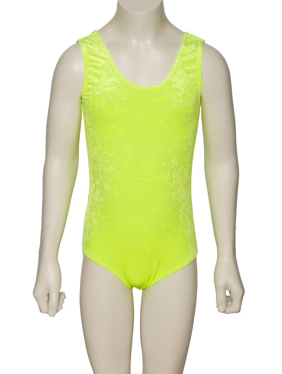 KDGV046 Girls All Colours Velour Crushed Velvet Sleeveless Dance Leotard