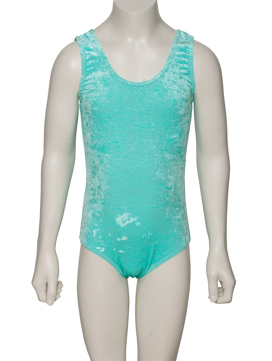 KDGV046 Girls All Colours Velour Crushed Velvet Sleeveless Dance Leotard