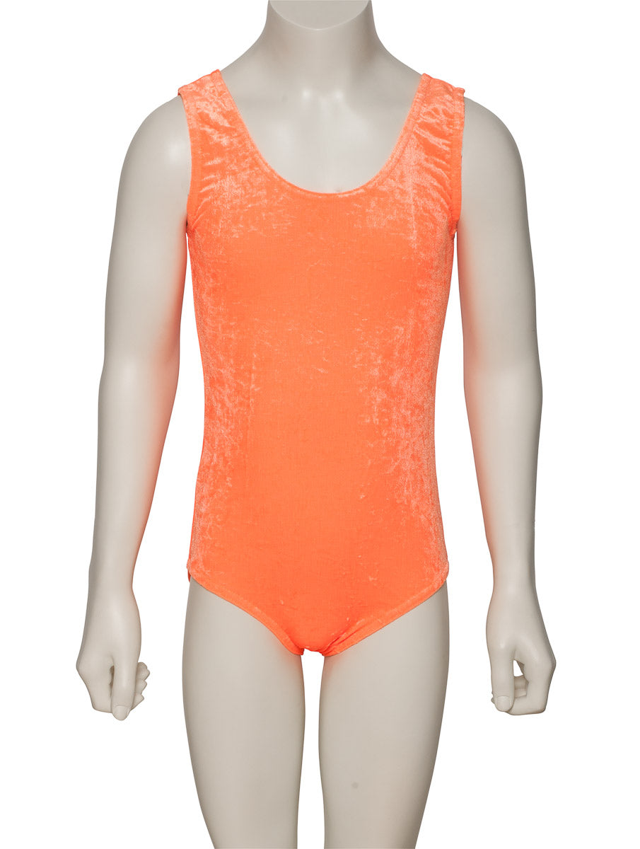 KDGV046 Girls All Colours Velour Crushed Velvet Sleeveless Dance Leotard