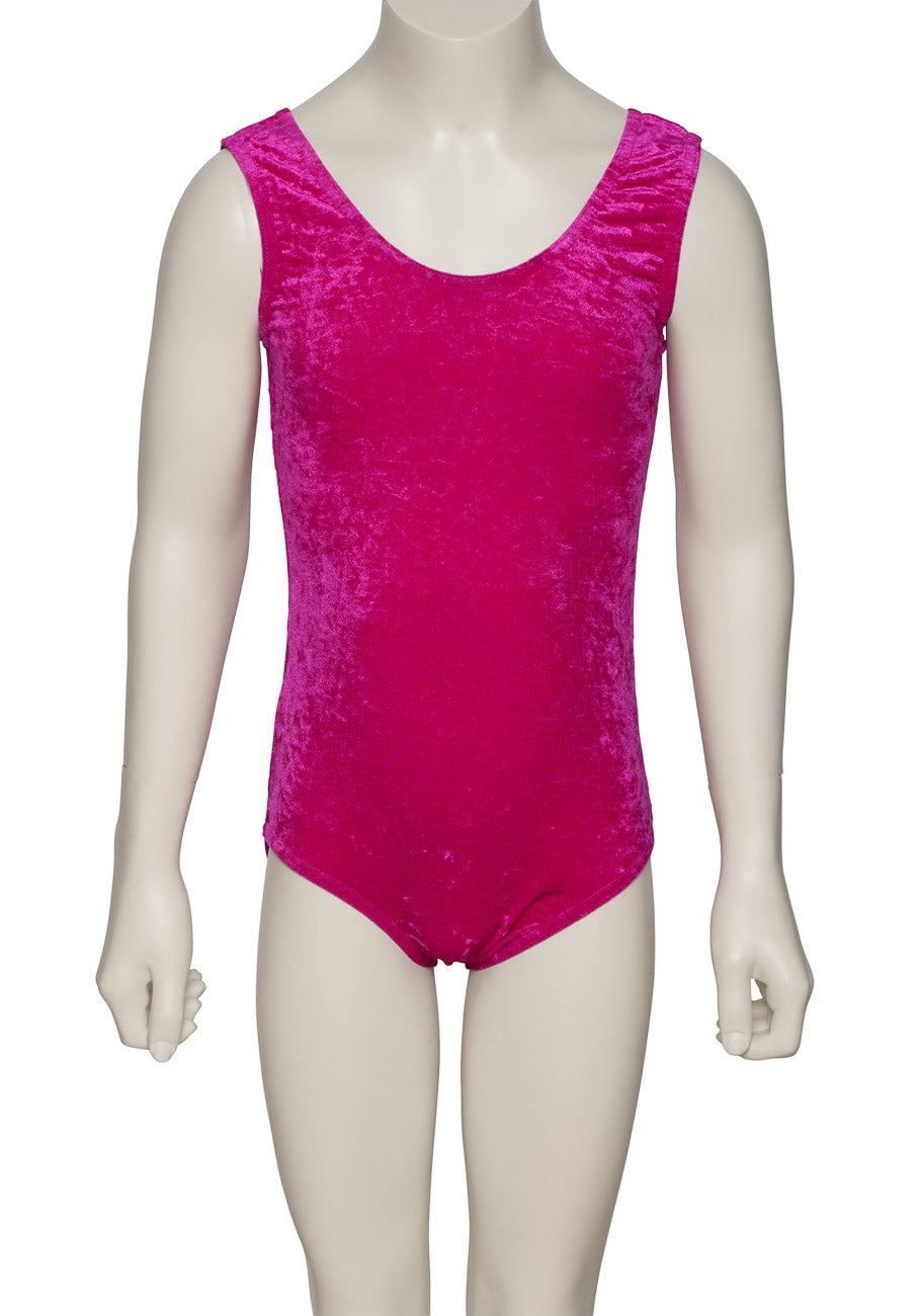 KDGV046 Girls All Colours Velour Crushed Velvet Sleeveless Dance Leotard