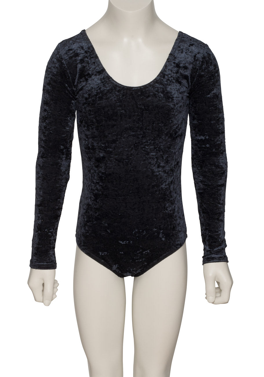 KDGV049 Girls All Colours Velour Crushed Velvet Long Sleeve Dance Leotard