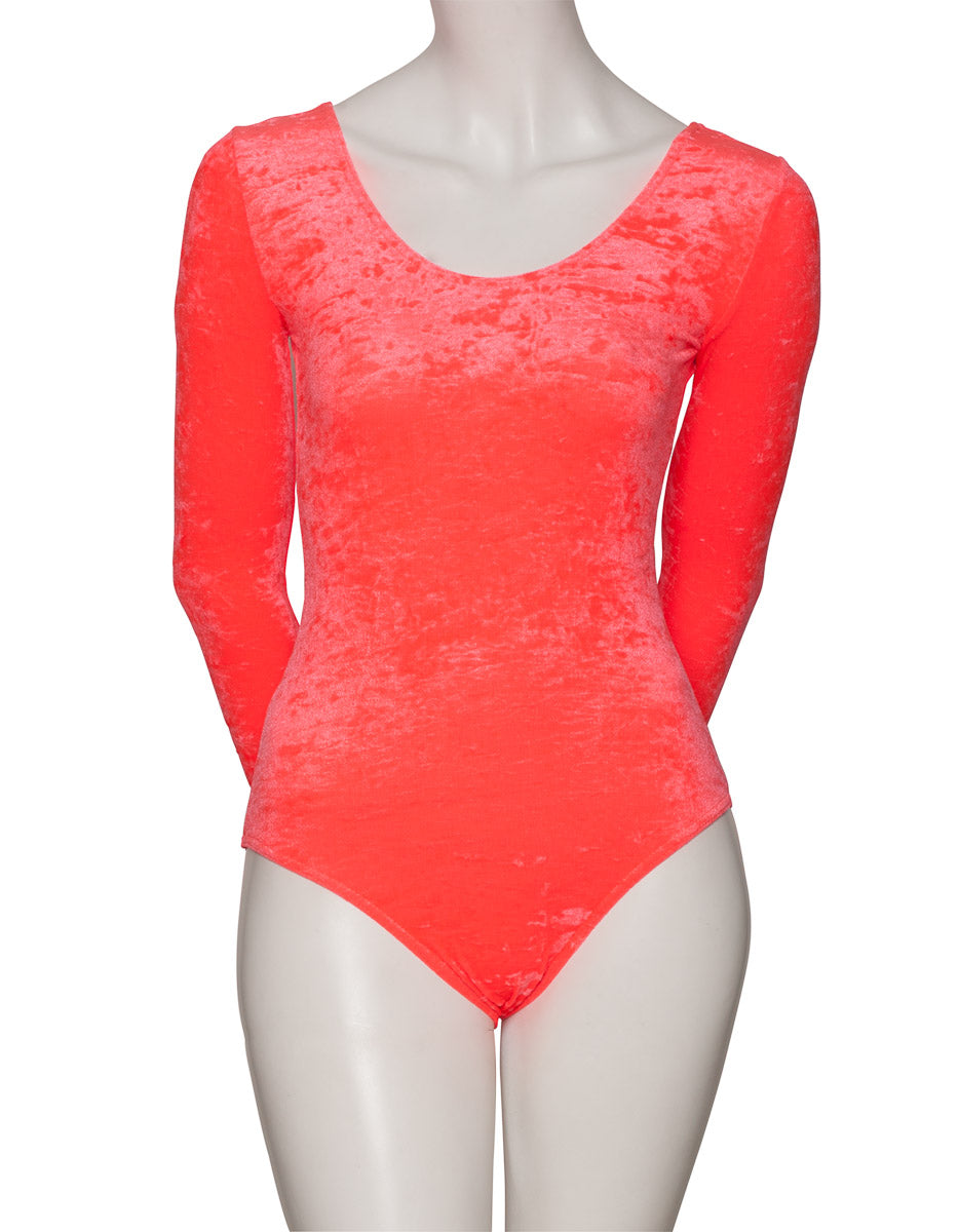 KDGV049 Women's All Colours Velour Crushed Velvet Long Sleeve Dance Leotard
