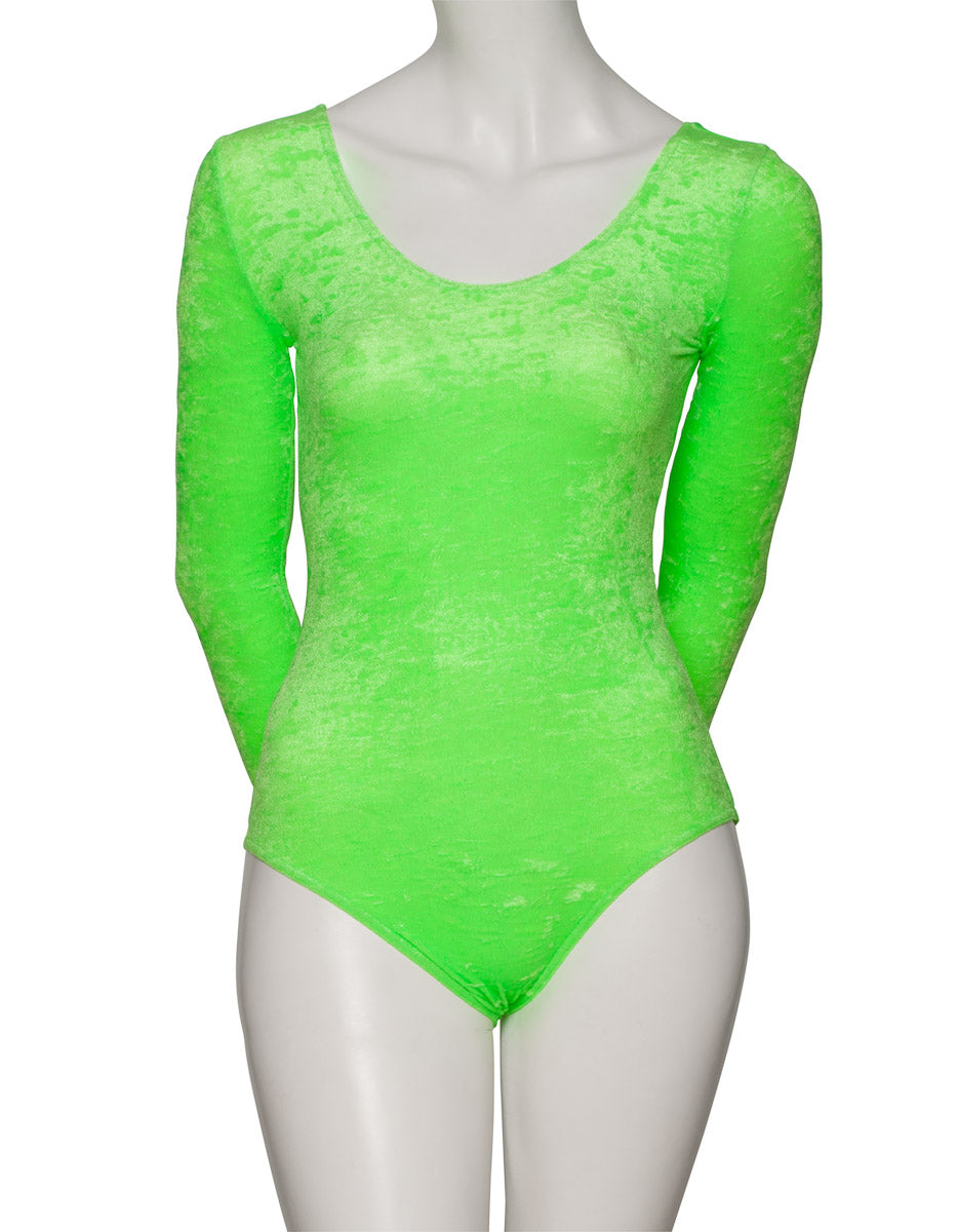 KDGV049 Women's All Colours Velour Crushed Velvet Long Sleeve Dance Leotard