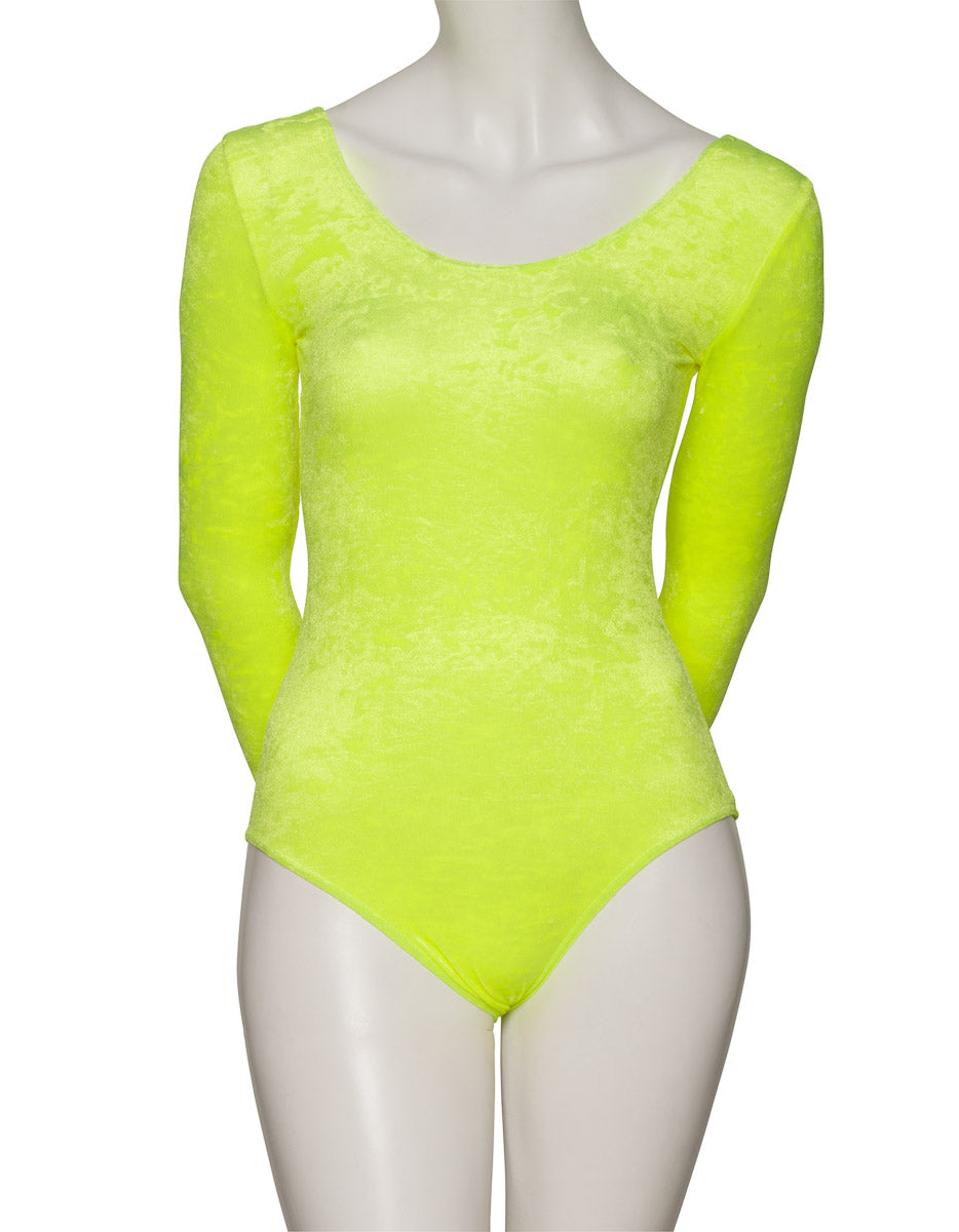 KDGV049 Women's All Colours Velour Crushed Velvet Long Sleeve Dance Leotard