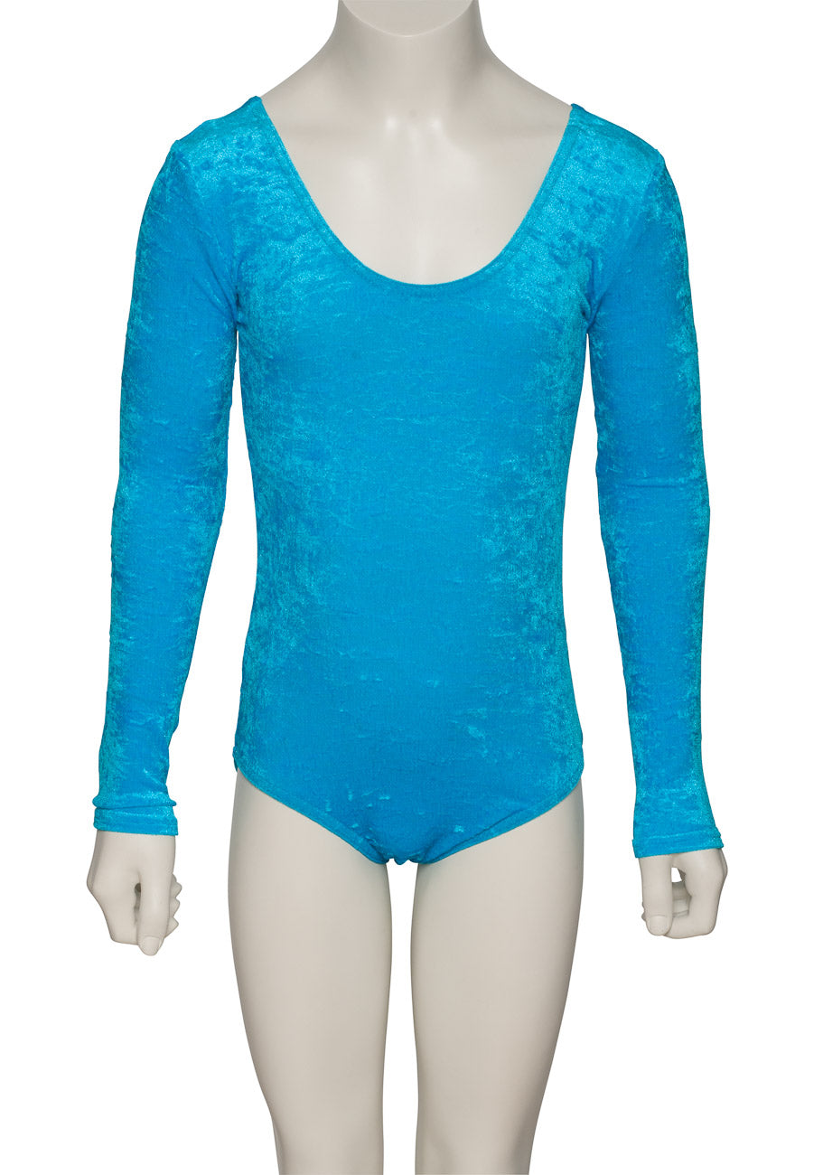 KDGV049 Girls All Colours Velour Crushed Velvet Long Sleeve Dance Leotard