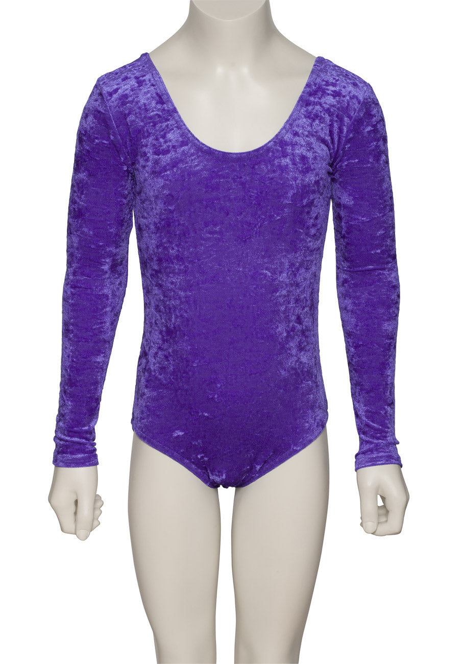 KDGV049 Girls All Colours Velour Crushed Velvet Long Sleeve Dance Leotard