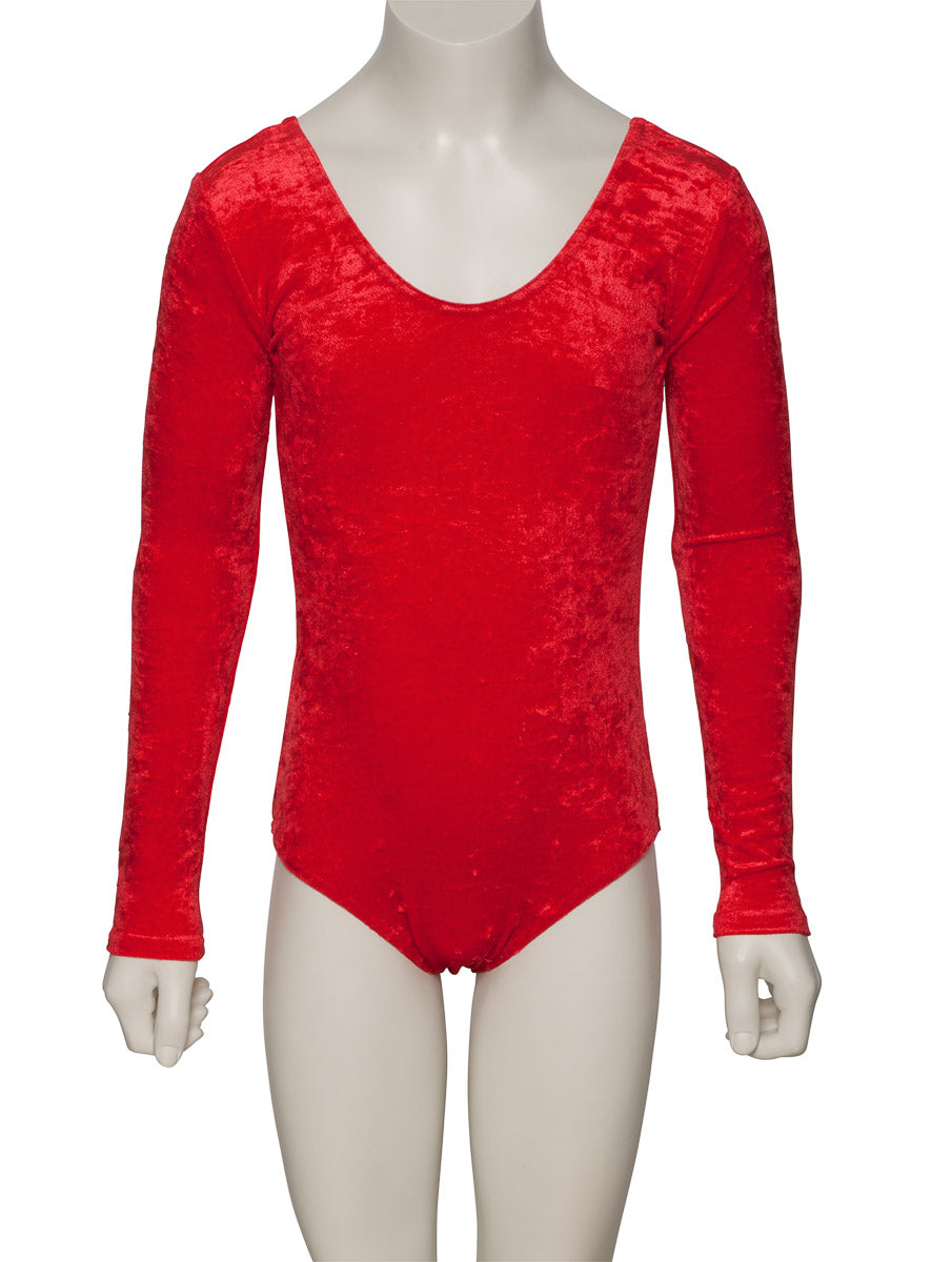 KDGV049 Girls All Colours Velour Crushed Velvet Long Sleeve Dance Leotard