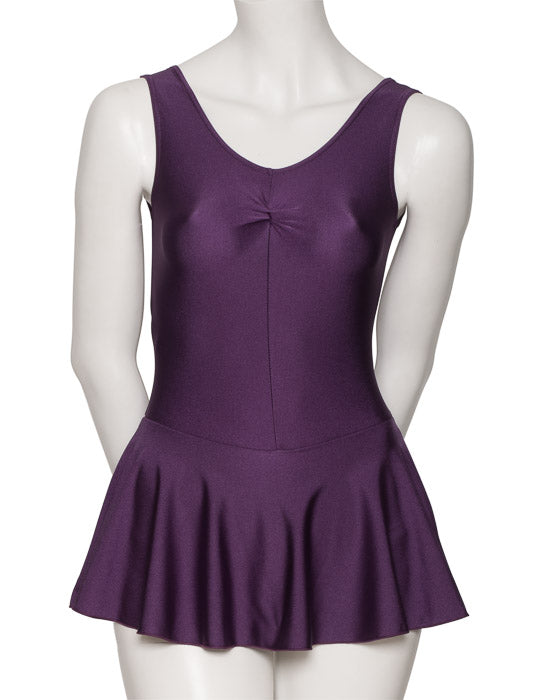 KDR005 Women's All Colours Nylon Lycra Sleeveless Ruched Leotard & Attached Skirt