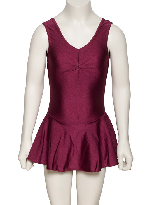 KDR005 Women's All Colours Nylon Lycra Sleeveless Ruched Leotard & Attached Skirt