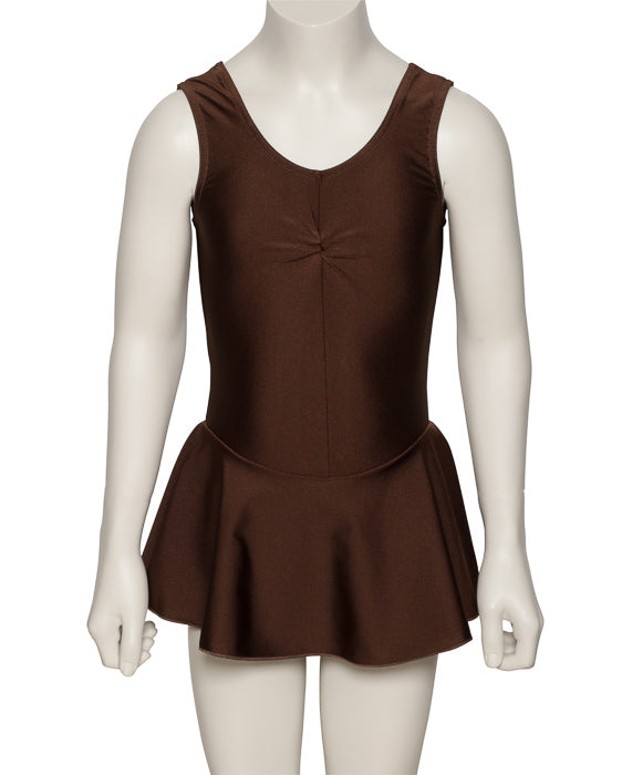 KDR005 Girls All Colours Nylon Lycra Sleeveless Ruched Leotard & Attached Skirt