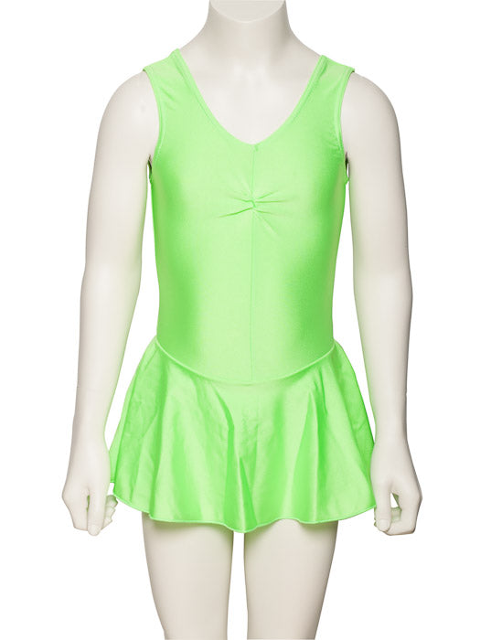 KDR005 Women's All Colours Nylon Lycra Sleeveless Ruched Leotard & Attached Skirt