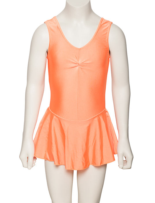 KDR005 Women's All Colours Nylon Lycra Sleeveless Ruched Leotard & Attached Skirt