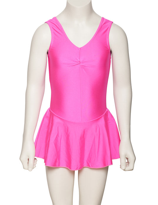 KDR005 Women's All Colours Nylon Lycra Sleeveless Ruched Leotard & Attached Skirt