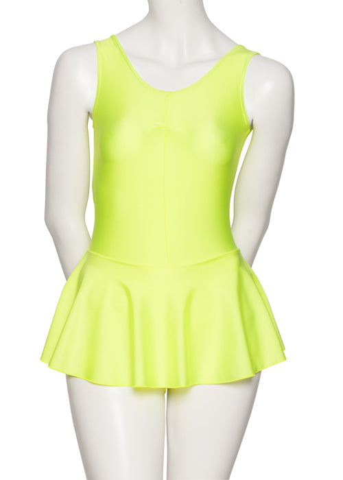 KDR005 Women's All Colours Nylon Lycra Sleeveless Ruched Leotard & Attached Skirt