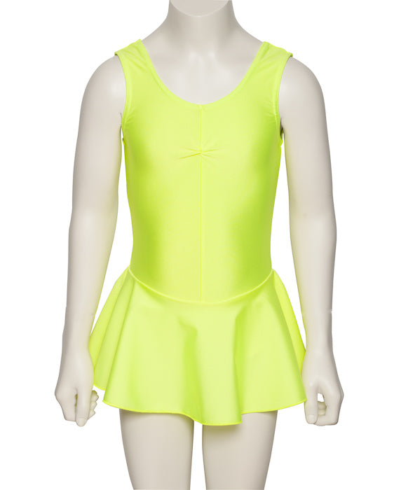 KDR005 Girls All Colours Nylon Lycra Sleeveless Ruched Leotard & Attached Skirt