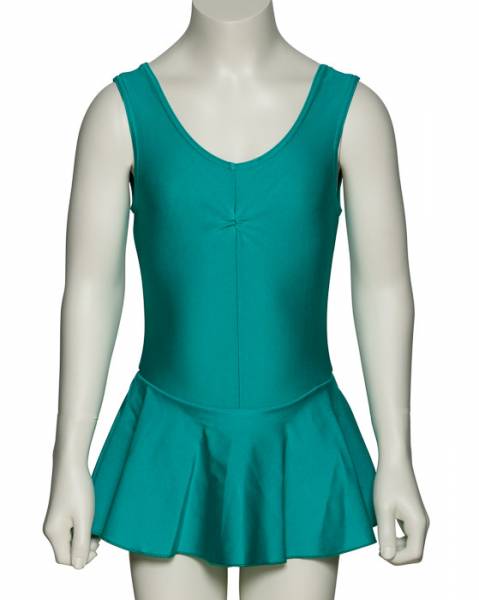 KDR005 Women's All Colours Nylon Lycra Sleeveless Ruched Leotard & Attached Skirt