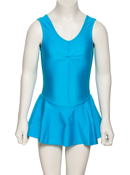 KDR005 Women's All Colours Nylon Lycra Sleeveless Ruched Leotard & Attached Skirt