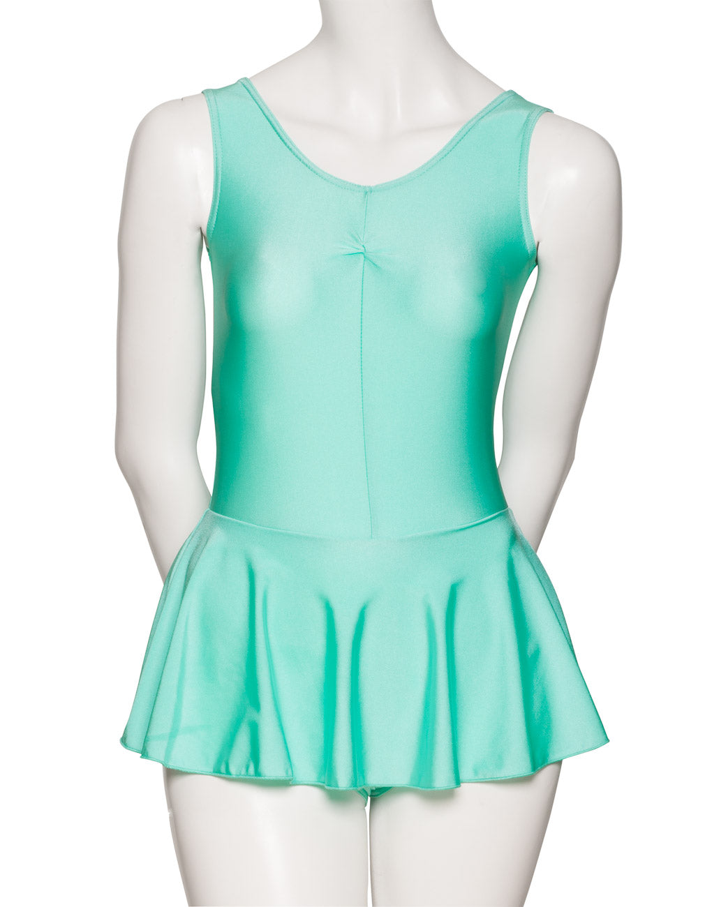 KDR005 Women's All Colours Nylon Lycra Sleeveless Ruched Leotard & Attached Skirt