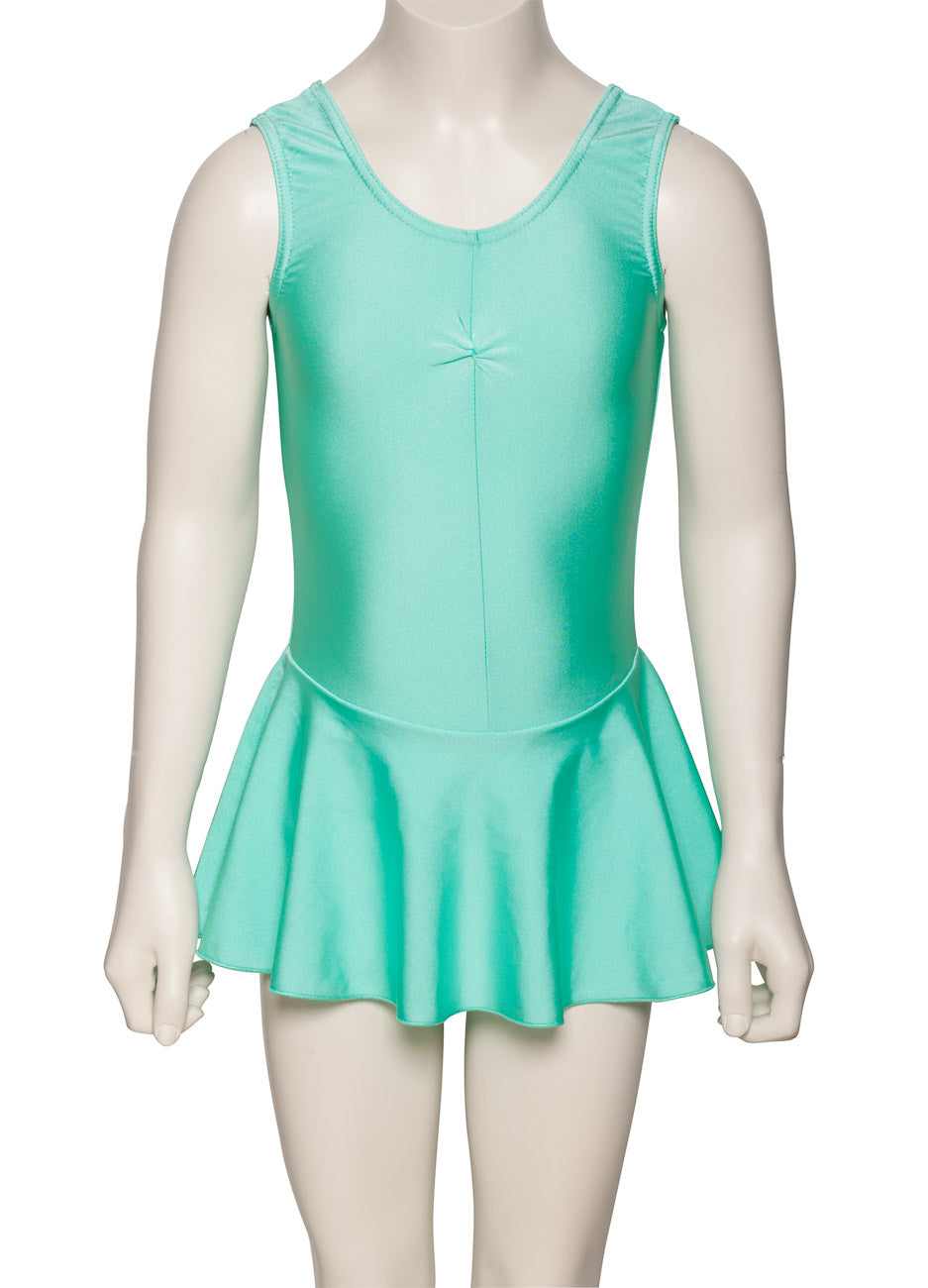 KDR005 Women's All Colours Nylon Lycra Sleeveless Ruched Leotard & Attached Skirt