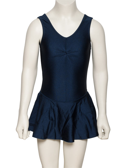 KDR005 Women's All Colours Nylon Lycra Sleeveless Ruched Leotard & Attached Skirt