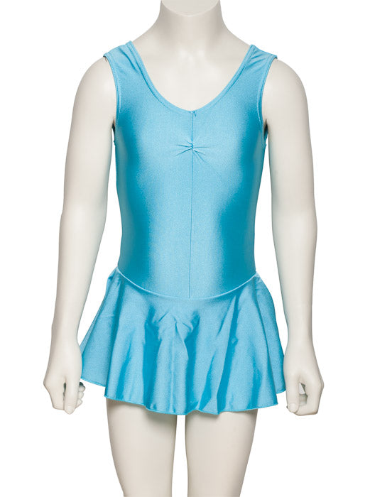 KDR005 Women's All Colours Nylon Lycra Sleeveless Ruched Leotard & Attached Skirt