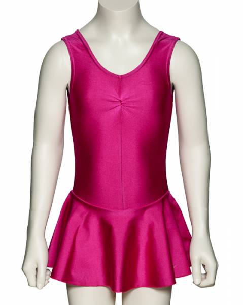 KDR005 Women's All Colours Nylon Lycra Sleeveless Ruched Leotard & Attached Skirt
